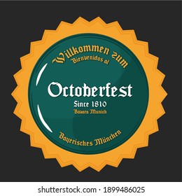 Octoberfest festival green black background logo- Vector