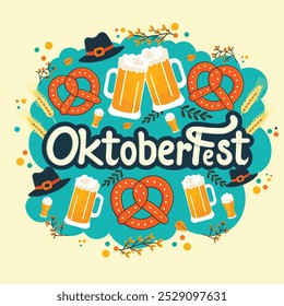 Octoberfest flat vector illustration isolated on white background