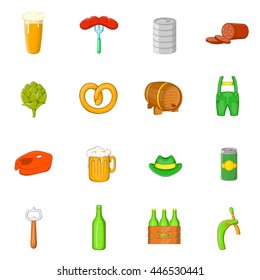 Octoberfest icons set in cartoon style isolated vector illustration