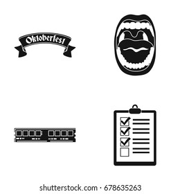 Octoberfest, oral cavity and other web icon in black style. operative memory, documents icons in set collection.