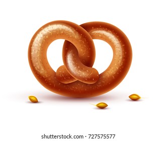 Octoberfest pretzel baking bread isolated on white background, gradient mesh used. Eps10 vector illustration. Octoberfest traditional symbol