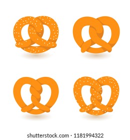 Octoberfest Pretzel Logo Icon Set. Flat Set Of Octoberfest Pretzel Logo Vector Icon For Web Design