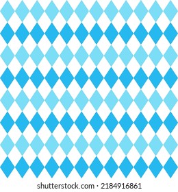 Octoberfest seamless pattern with blue rhombuses. Oktoberfest background for wrapping paper, tablecloth. Bavarian diamond texture. Germany traditional wallpaper. Vector color illustration.