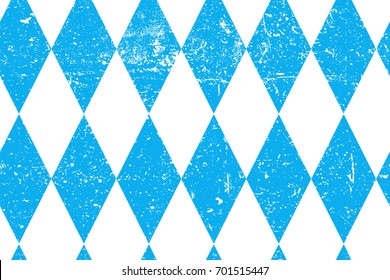 Octoberfest seamless pattern with old texture.  Vintage October munich fest background. Rhomb blue ornament with grunge texture