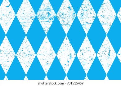 Octoberfest seamless pattern with old texture.  Vintage October munich fest background. Rhomb blue ornament with grunge texture
