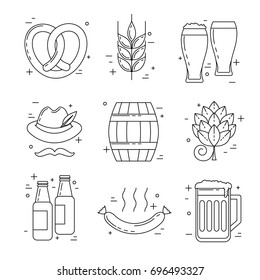 Octoberfest thin line icons, beer festival vector design