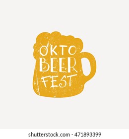 Octoberfest typographic design. Decoration usable as banner, cards, posters, label, badge. Holiday Vector Illustration With Lettering Composition.