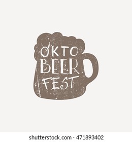 Octoberfest typographic design. Decoration usable as banner, cards, posters, label, badge. Holiday Vector Illustration With Lettering Composition.