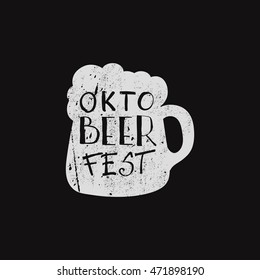 Octoberfest typographic design. Decoration usable as banner, cards, posters, label, badge. Holiday Vector Illustration With Lettering Composition.