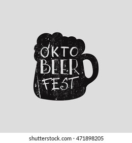 Octoberfest typographic design. Decoration usable as banner, cards, posters, label, badge. Holiday Vector Illustration With Lettering Composition.