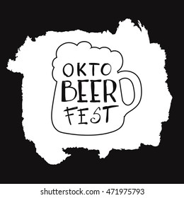 Octoberfest typographic design. Decoration usable as banner, cards, posters, label, badge. Holiday Vector Illustration With Lettering Composition.