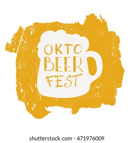 Octoberfest typographic design. Decoration usable as banner, cards, posters, label, badge. Holiday Vector Illustration With Lettering Composition.