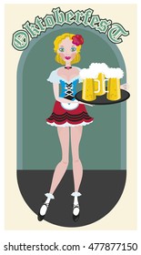 October-fest Waitress with Beer Isolated