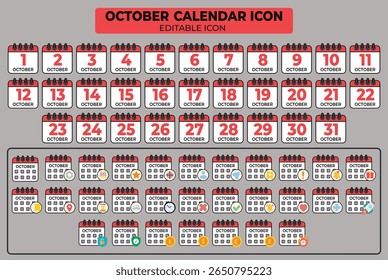 October-themed calendar icons with editable details for planning and reminder applications