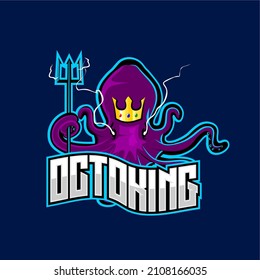 Octoking is octopus or kraken logo for sport or esport industry