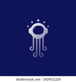 Octonauts Logo Design. Logo design combining astronaut and octopus illustration. This logo is suitable for businesses in technology, electronics. Strongly reflects technology, the future, outer space 