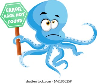Octopus con error 404, ilustración, vector sobre fondo blanco.