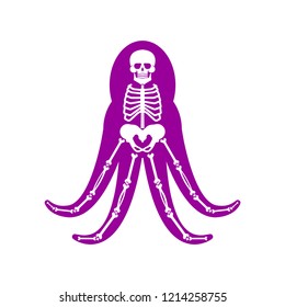 Octopus Anatomy skeleton. Poulpe Sea monster. Vector aquatic animal
