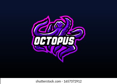 octopus with an angry face and he took out all of his tentacles suitable for team logo or esport logo  and mascot logo, or tshirt design