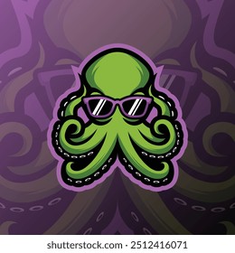 an octopus animal with an angry face wearing purple glasses