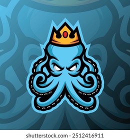 an octopus animal with an angry face wearing a crown