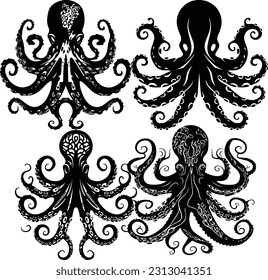 octopus animal black and white imges