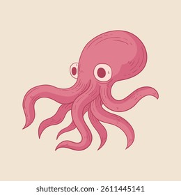 Octopus Animal Flat Design Cartoon Illustration