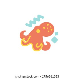 Octopus animal flat icon, vector sign, colorful pictogram isolated on white. Seafood symbol, logo illustration. Flat style design