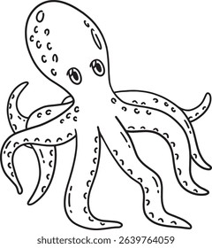 Octopus Animal Isolated Coloring Page for Kids 