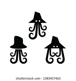 octopus animal logo. with 3 different styles. vector eps 10