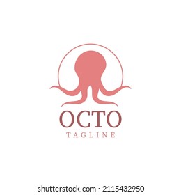 Octopus animal logo design template vector isolated illustration