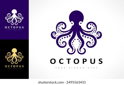 Octopus animal logo. Underwater design