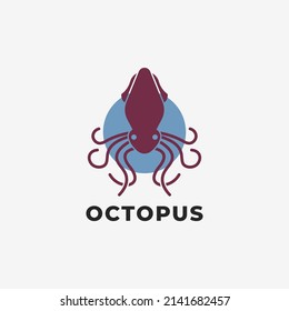 Octopus animal logo vector design simple minimalist, octopus logo design template
