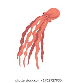 Octopus Animal, Marine Life Element, Sea or Ocean Creature Vector Illustration