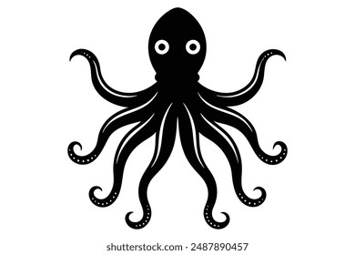 Ilustración vectorial de silueta animal de pulpo