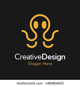 Octopus Animal Underwater Outline Vector Logo