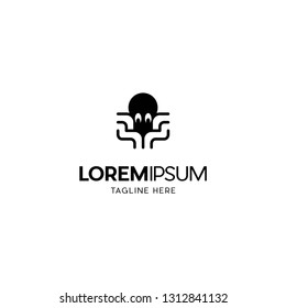 Octopus Animal Underwater Silhouette Illustration Vector Logo