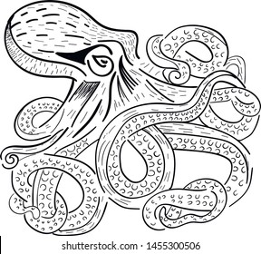 octopus animal vector illustration. Concept for print, logo, icon
