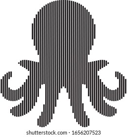 Octopus Animal vector illustration with line art, isolated. Seafood, on white background.

