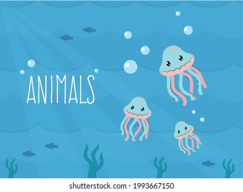 octopus and animals text poster