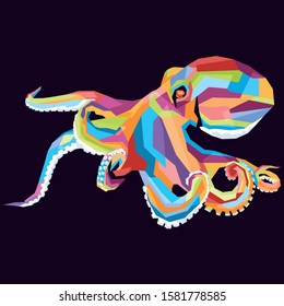 Octopus Animals in WPAP Pop Art