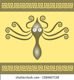 Octopus with antique ornament based on Greco-Mycenaean culture