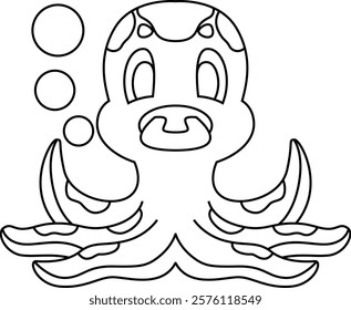 Octopus Baby Pacifier Animal Vector Graphic Art Illustration