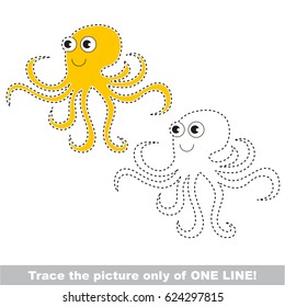 Octopus to be traced only of one line, the tracing educational game to preschool kids with easy game level, the colorful and colorless version.