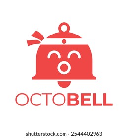 octopus bell flat minimalist logo design