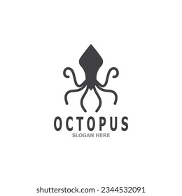 Octopus black silhouette logo and symbol template illustration