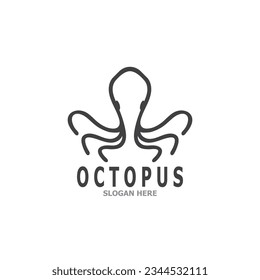 Octopus black silhouette logo and symbol template illustration