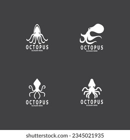 Octopus black silhouette logo and symbol template illustration