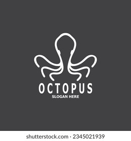 Octopus black silhouette logo and symbol template illustration