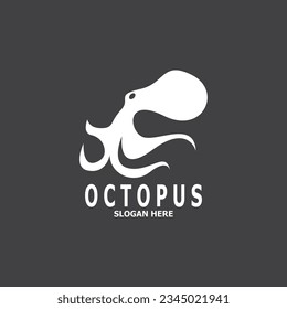 Octopus black silhouette logo and symbol template illustration
